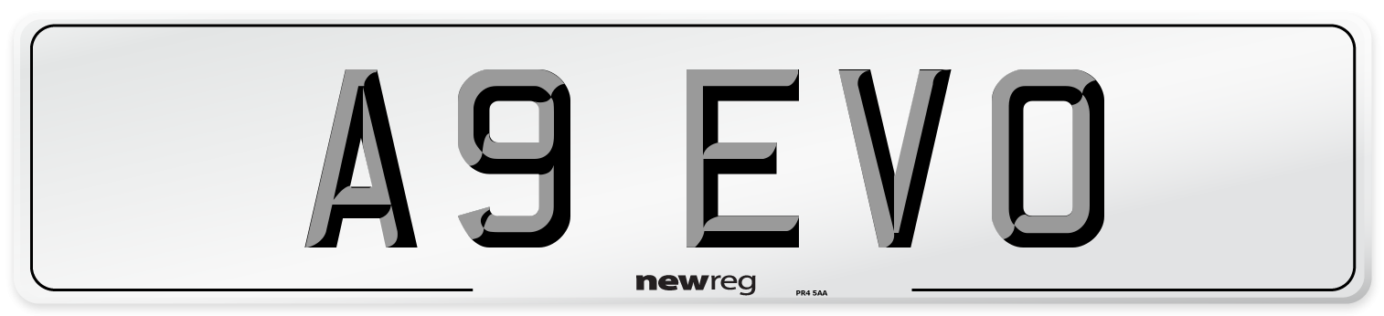 A9 EVO Number Plate from New Reg